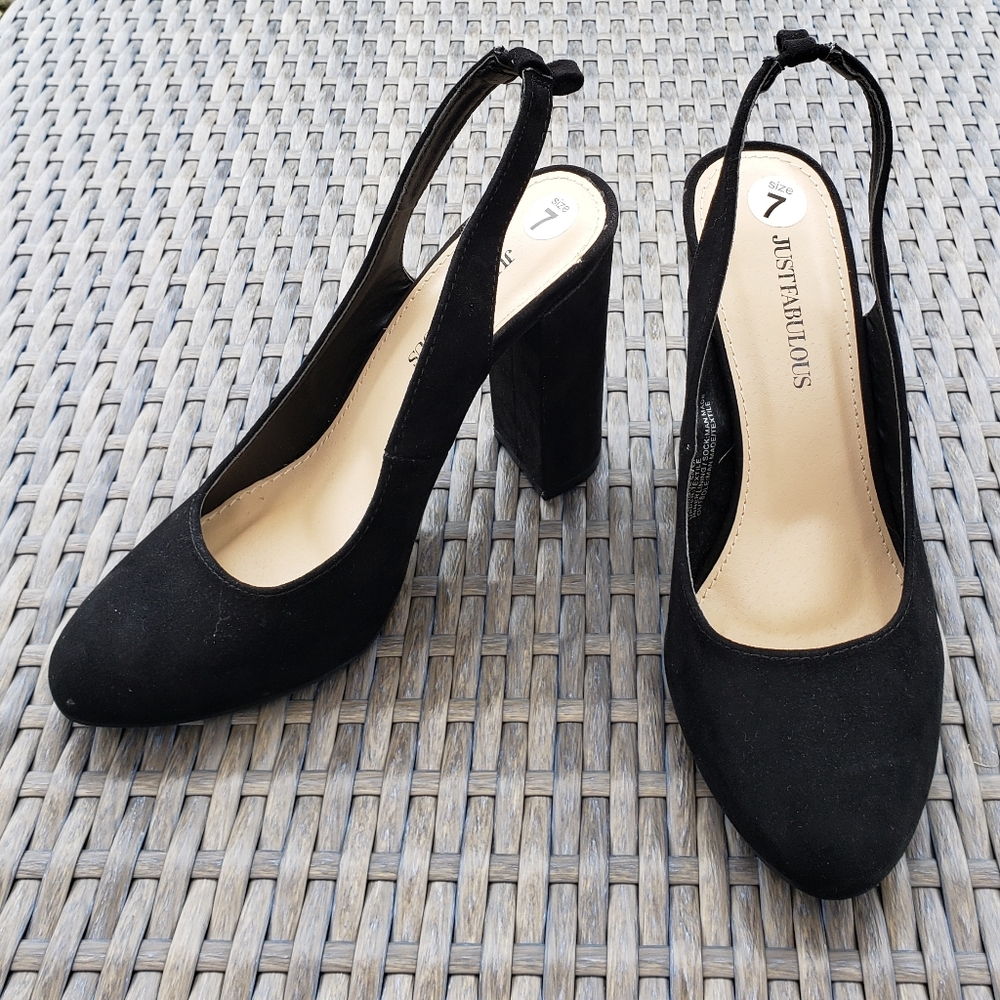 Black Heels, Sling Back Women's Shoes